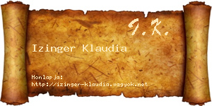 Izinger Klaudia névjegykártya